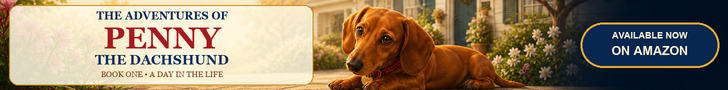 The Adventures of Penny the Dachshund — Book One: A Day in the Life. Available on Amazon.
